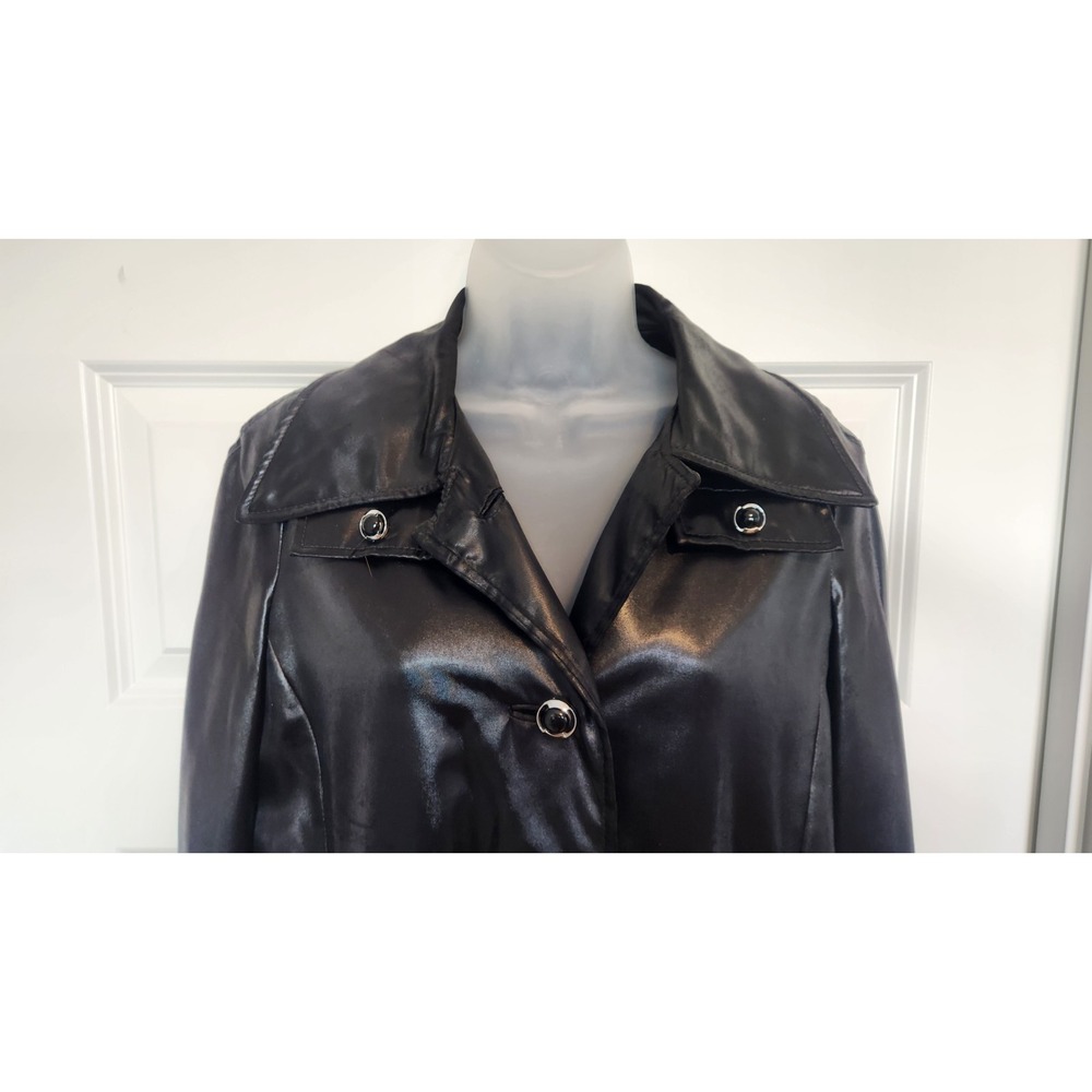60s 70s Vintage Count Romi Black Trench Coat All Weather Traveler Size 8 Medium - Picture 3 of 16